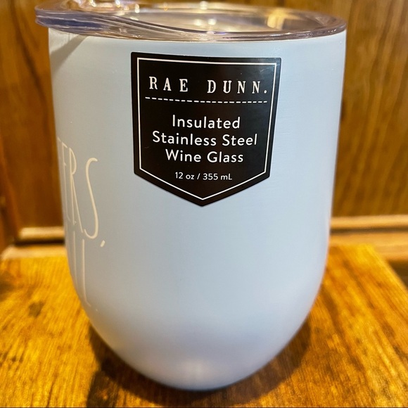 Rae Dunn CHEERS, Y'ALL Light Blue Insulated Stainless Steel Wine Glass NEW!! - Picture 2 of 3